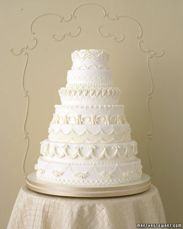 kek kahwin warna putih bercorak, all-white wedding cake