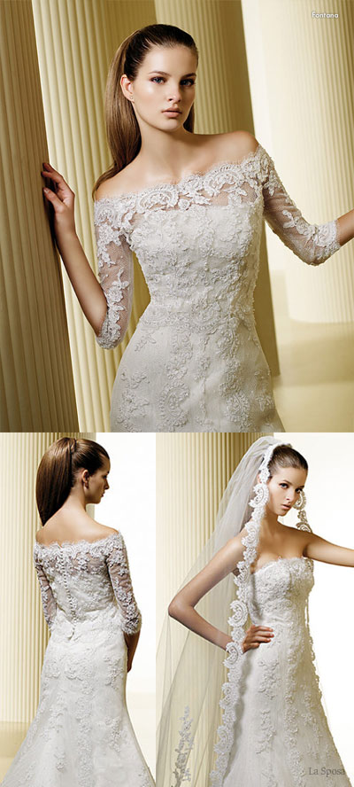 La Sposa off-shoulder lace wedding gown, baju majlis perkahwinan