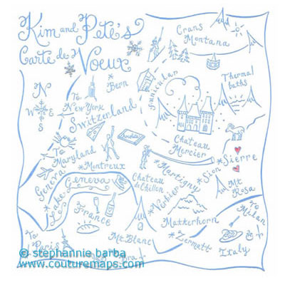 peta putih biru dilukis tangan untuk kad jemputan perkahwinan, white and blue hand-drawn map for wedding invitation card