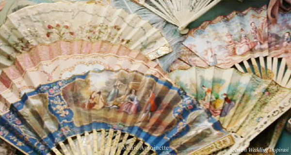 Marie Antoinette painted silk, lace and paper hand fans