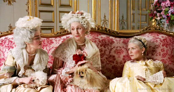 Sofia Coppola's film Marie Antoinette - wedding palette inspiration: pink, yellow, gold, light blue