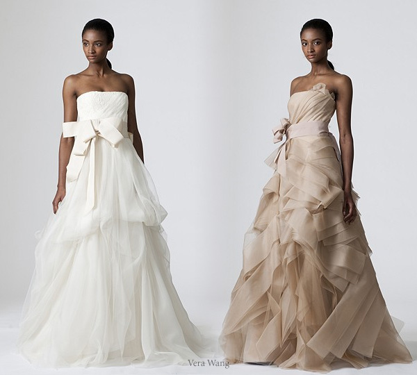 White wedding gown or wedding dress in color? Pick one from Vera Wang's Bridal Collection