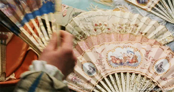 Lace, silk and paper painted hand fans suitable as wedding favor gifts