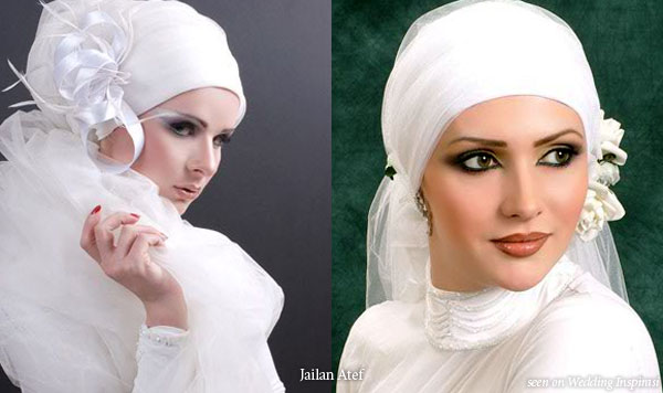 hijab styles and arabic makeup. Wedding veil style for muslim