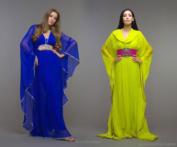Colorful kaftan dresses or jalabiyah - evening wear for a wedding