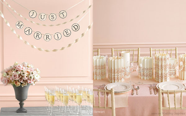The theme is pink: Pale pinks, greys and splashes of champagne gold - lovely pastel wedding color palette