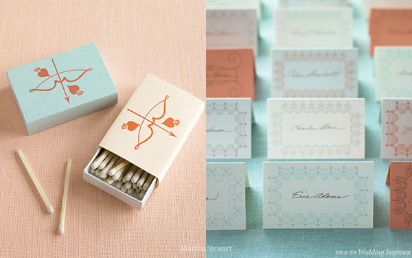Robin blue personalised matchstick favor, for a pink, blue, grey, orange wedding theme