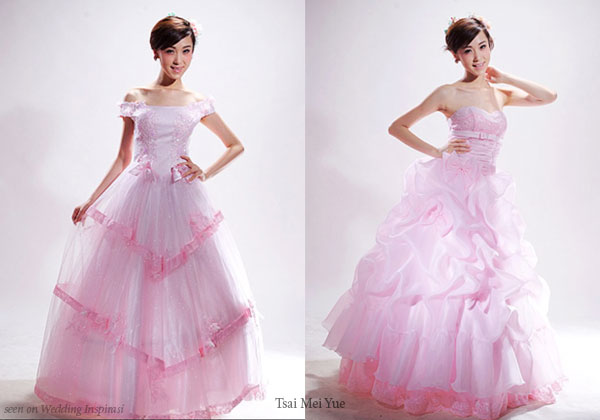 Pink wedding ball gown from Chinese bridal house Tsai Mei Yue