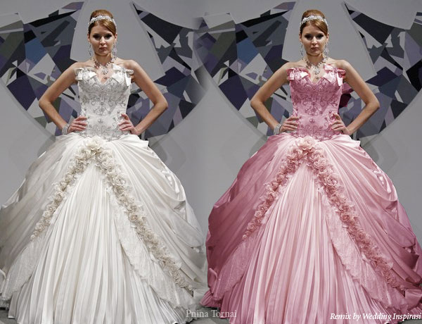 The ultimate Cinderalla fairytale princess ball gown for a wedding - in pink and white, by Pnina Tornai, remix by Wedding Inspirasi