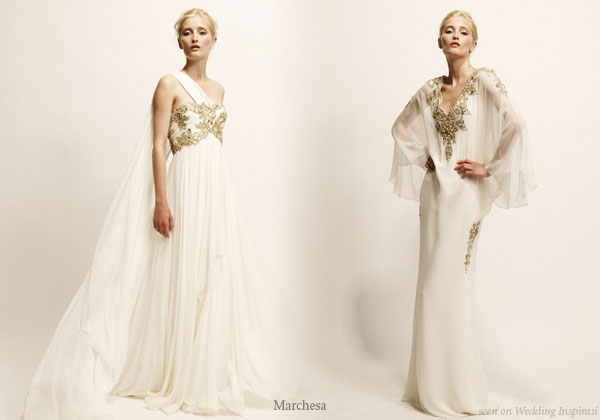 White  evening gowns, jewelled kaftan maxi dress - wedding dresses inspiration from Marchesa