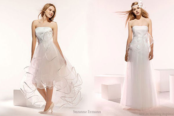 The long and short of it - short and long bridal gowns from Suzanne Ermann