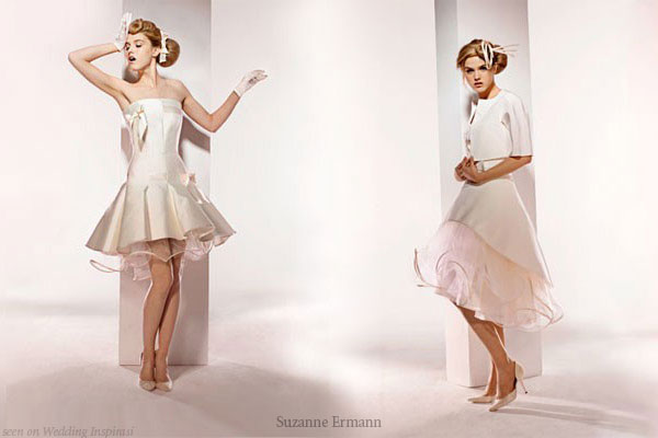Short, retro vintage style wedding dresses from Suzanne Ermann