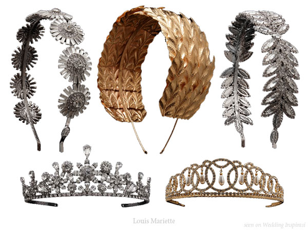 Wedding tiaras, faux diamond encrusted and bejeweled hair bands, headpieces and other accessories