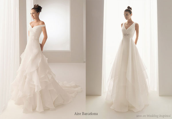 Layered white wedding dress from Aire Barcelona