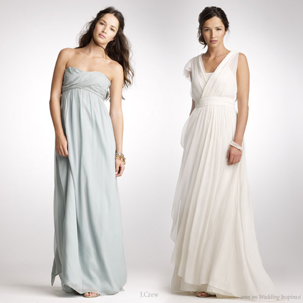 Spring color floaty chiffon wedding dresses - light blue or white
