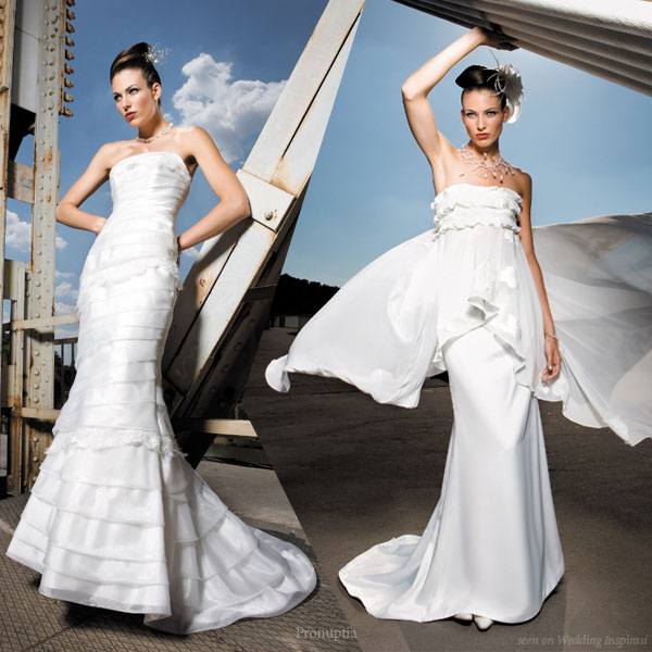 Strapless white western wedding gowns from Pronuptia