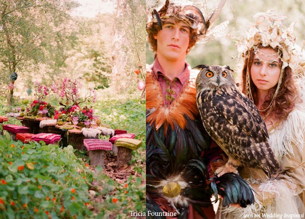 Royal faerie and elf forest wedding designed by Tricia Fountaine, photo by Elizabeth Messina