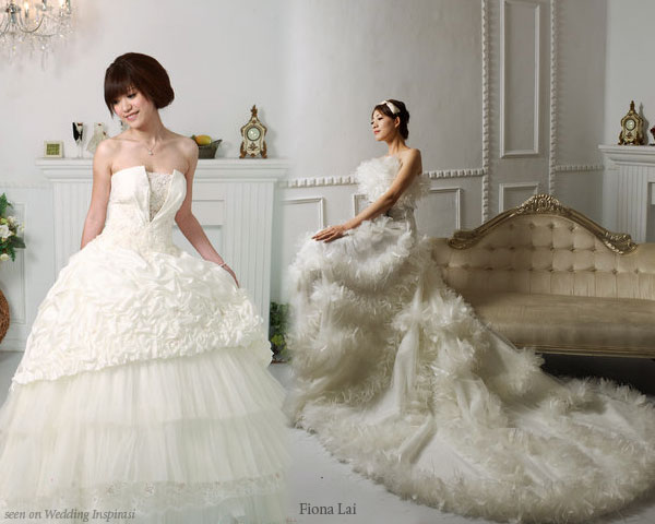 Ruffle white wedding dress by Chinese Taipei or Taiwan based Fiona Lai